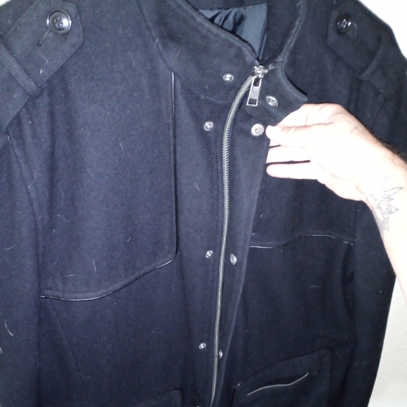 Perry Ellis shell wool zip up button jacket - Picture 2 of 8